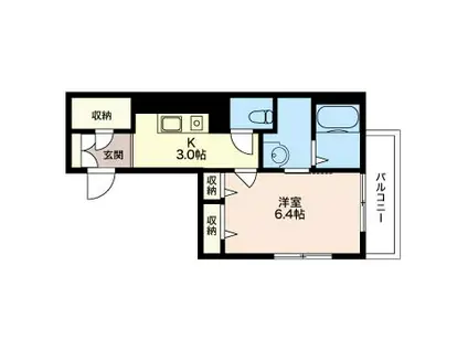フォレナ中町(1K/3階)の間取り写真