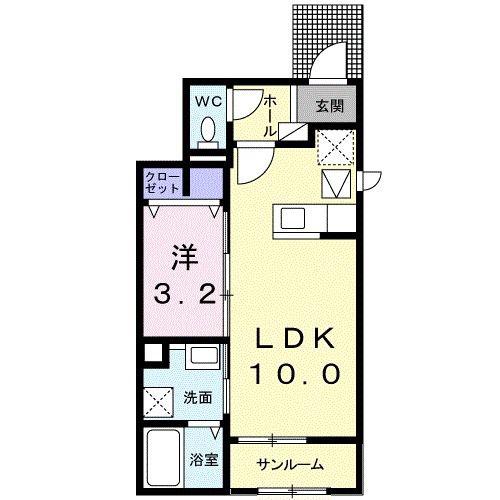 クラージュII(1LDK/1階)の間取り写真