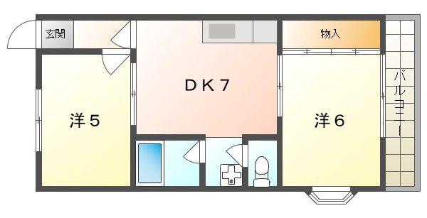 GM藤田町ウエスト(2DK/3階)の間取り写真