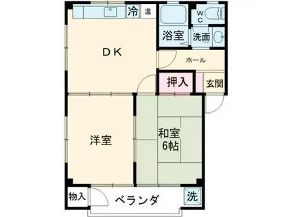 メモリアル(2DK/2階)の間取り写真