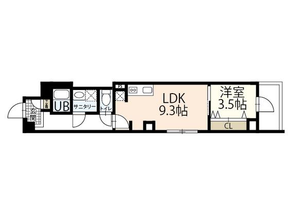 LIFEMENT GLANZ DOBASHI(1LDK/7階)の間取り写真