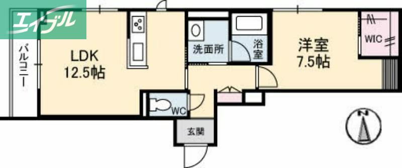 ガーデンズ ヒモリ(1LDK/3階)の間取り写真