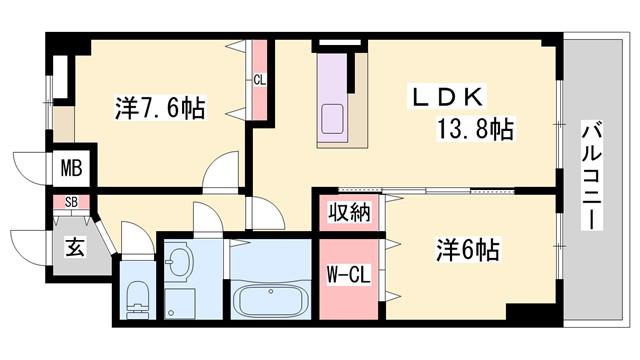 アネックス・ウエスト21(2LDK/2階)の間取り写真