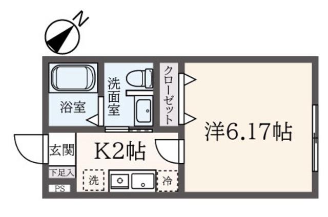レジェンド・ヴィラ三ツ境(1K/1階)の間取り写真