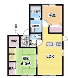 ハイツ熊見II B棟(2LDK/2階)の間取り写真