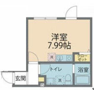 カインドネス立川錦町B棟(ワンルーム/1階)の間取り写真