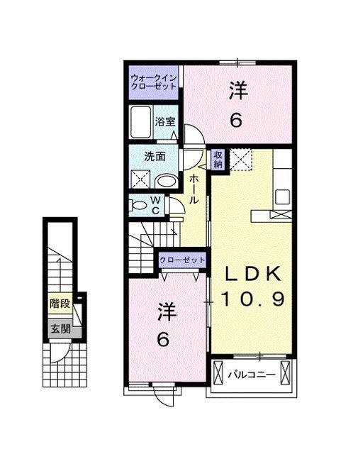 エステート(2LDK/2階)の間取り写真