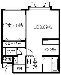シャルマン春光B(1LDK/2階)の間取り写真