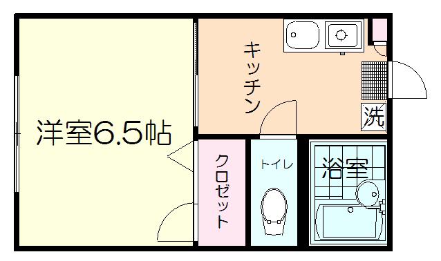 サンヴェールB棟(1K/1階)の間取り写真