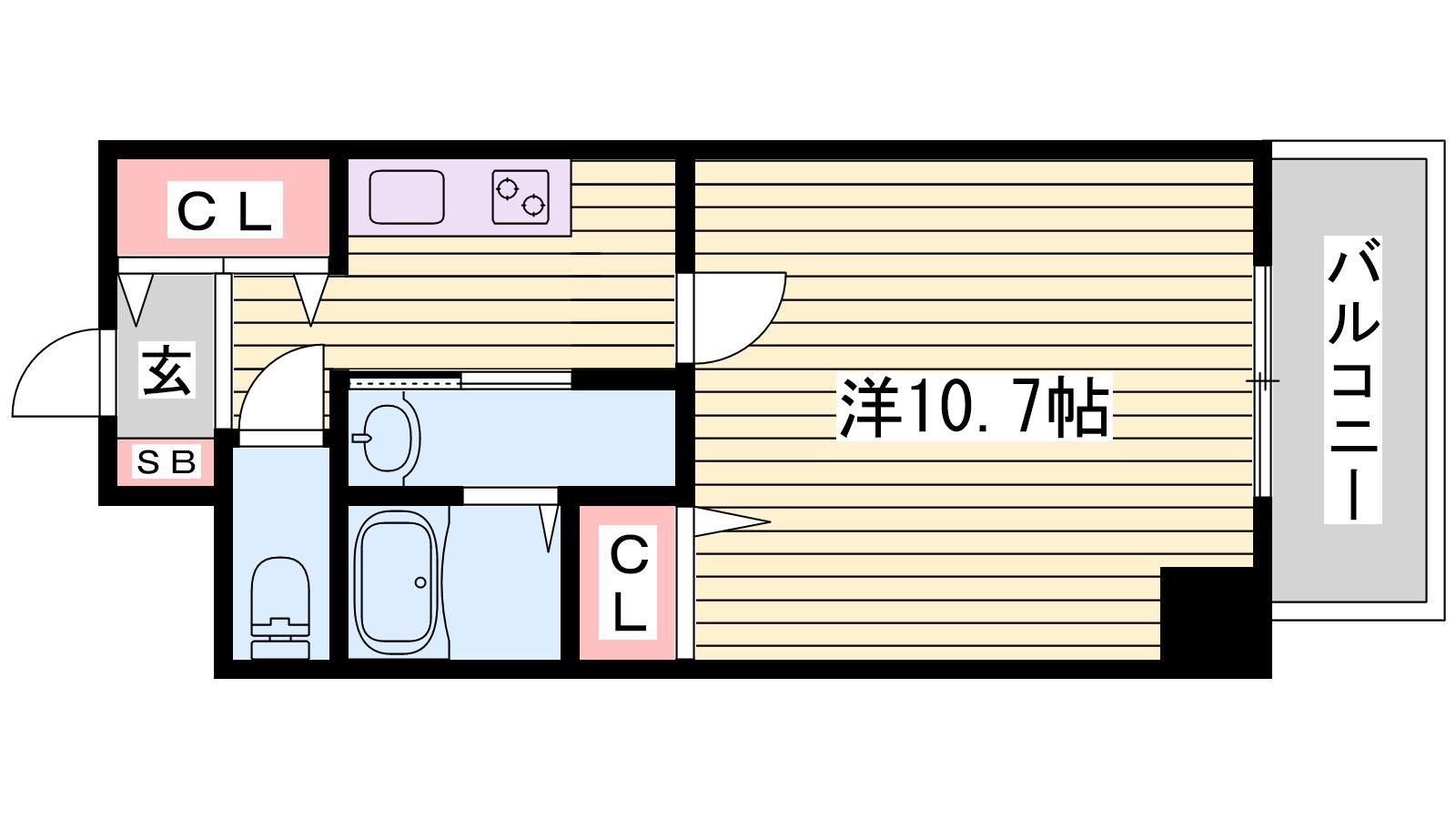 YKハイツ西明石II(1K/6階)の間取り写真