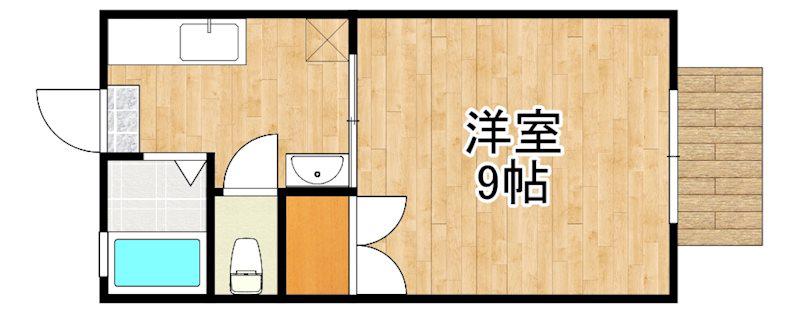 サニーコート B棟(1K/1階)の間取り写真
