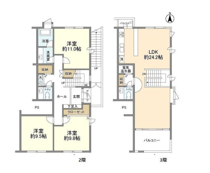 エクレール大磯A棟(3LDK/2階)の間取り写真
