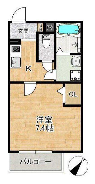 ALEGRIA姫路東(1K/2階)の間取り写真