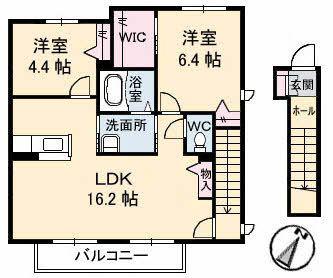 ライフレビューC棟(2LDK/2階)の間取り写真