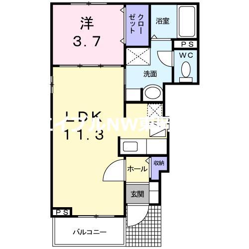 コリーヌ・ド・ミニヨン(1LDK/1階)の間取り写真