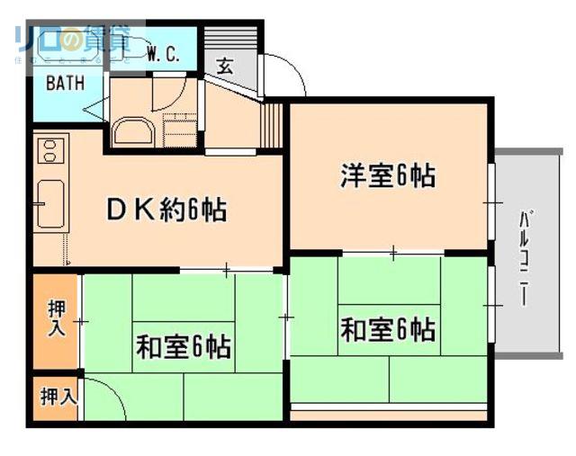 ファミール仁川Ⅲ(3DK/2階)の間取り写真