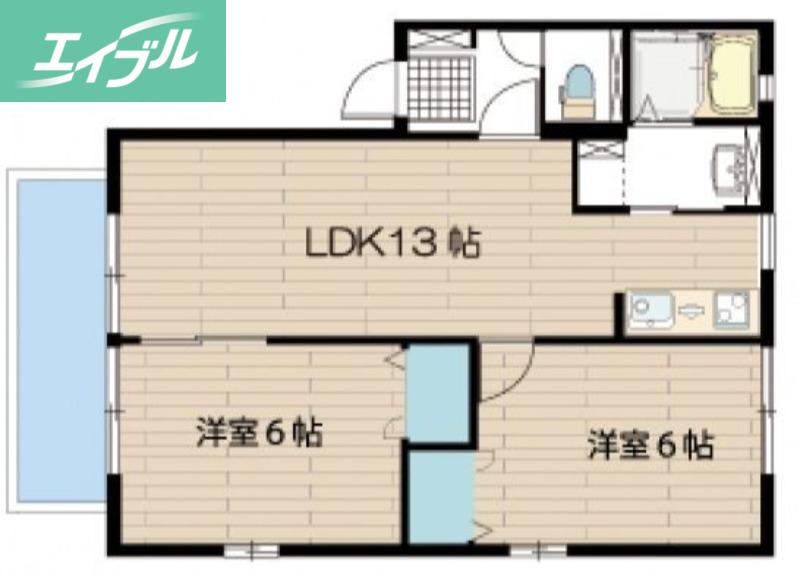 コスモスI(2LDK/1階)の間取り写真