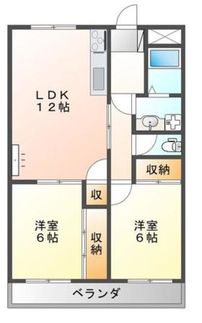 ヴァンベール文ケ岡II(2LDK/1階)の間取り写真