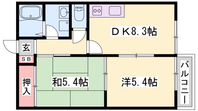 松本駅前ハイツ(2DK/2階)の間取り写真