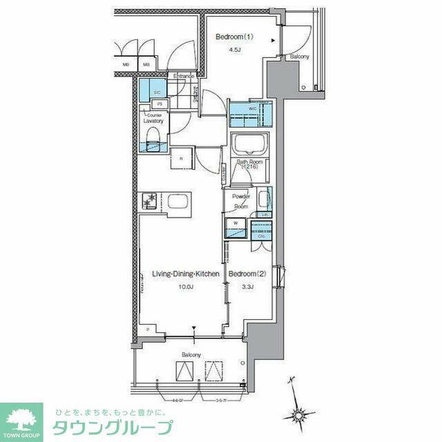 ルフォンプログレ上野入谷フロント(2LDK/2階)の間取り写真