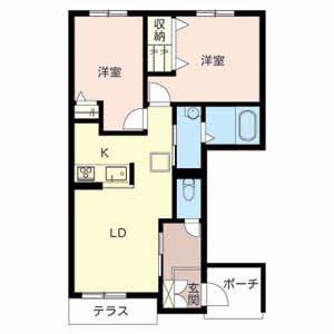 ヴィラーチェ尾上(2LDK/1階)の間取り写真