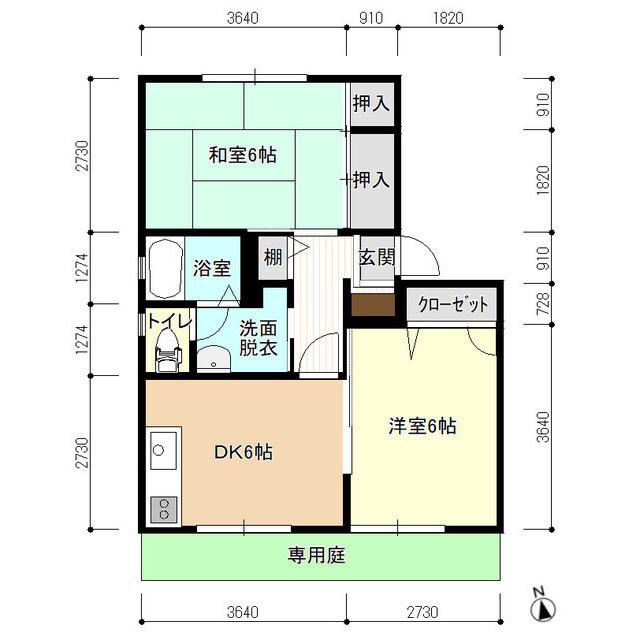 CREATE73 7・8番館(2DK/1階)の間取り写真