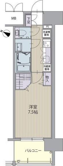 パルティール笠寺(1K/13階)の間取り写真