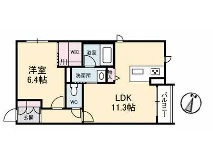 GRANTAGE下関VI(1LDK/2階)の間取り写真