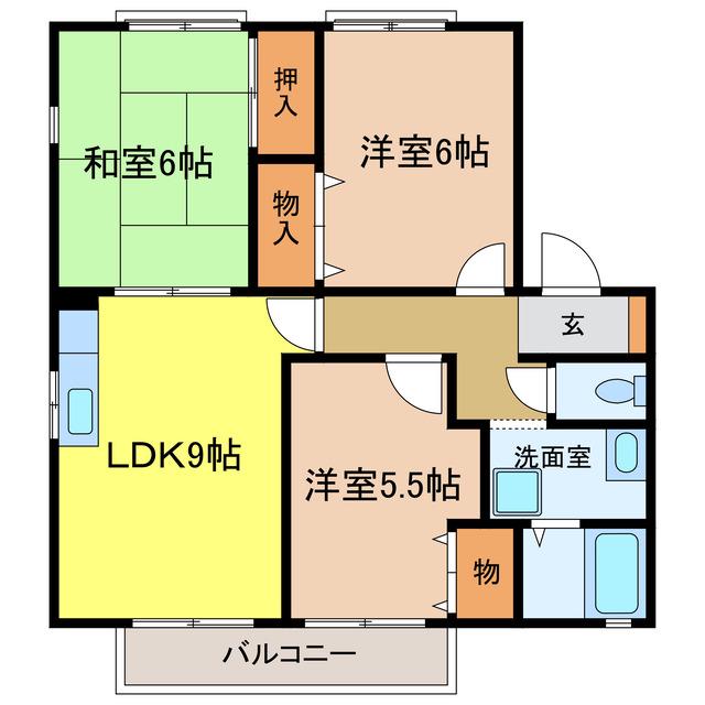 ディアス千代田(3LDK/2階)の間取り写真
