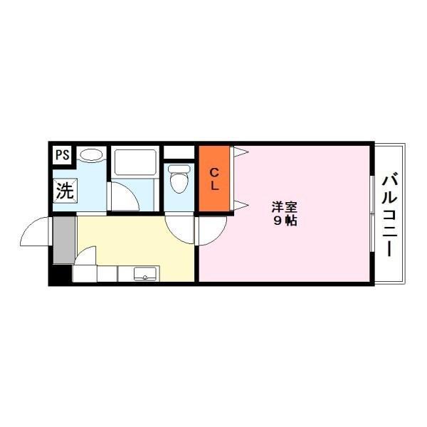 プリエール南草津(1K/3階)の間取り写真