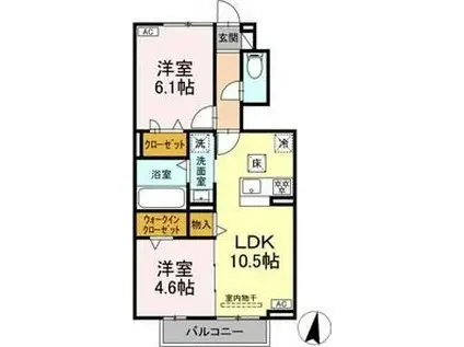 レクエルド(2LDK/1階)の間取り写真