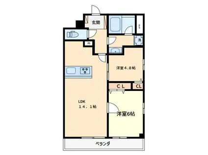 日本橋三越前アムフラット 壱番館(2LDK/10階)の間取り写真