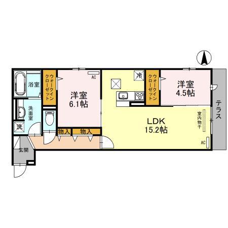 FUTAWA美章園(2LDK/1階)の間取り写真