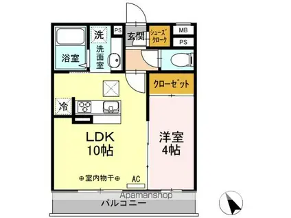 ハイム羽沢十番館(1LDK/1階)の間取り写真