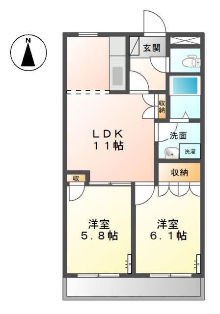 フェアリー芳明(2LDK/2階)の間取り写真