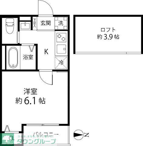 TS CUORE六町I(1K/3階)の間取り写真