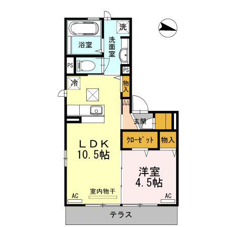 フェリオ ラルーチェ(1LDK/1階)の間取り写真