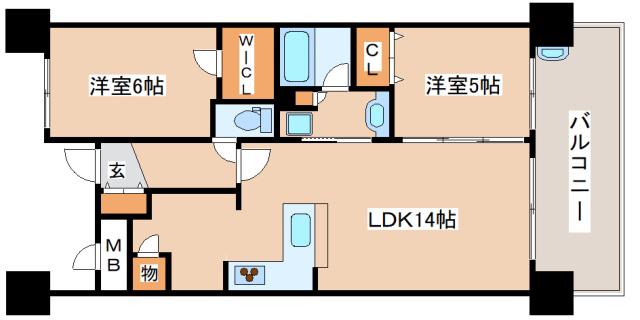 プレサンスロジェ 神戸ポートアイランド(2LDK/4階)の間取り写真