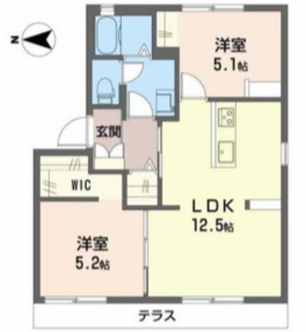 フレグランス阪南(2LDK/1階)の間取り写真