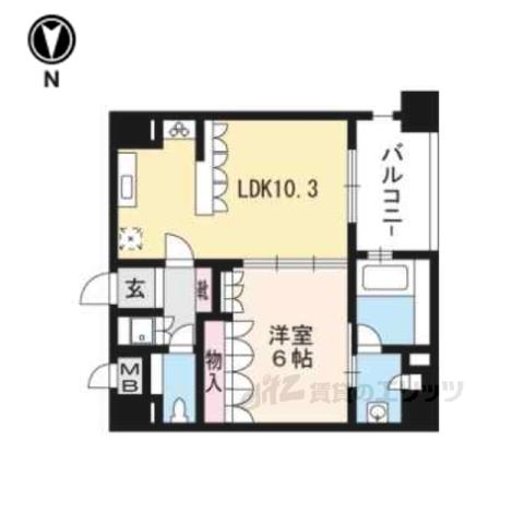 リーガル京都御所東(1LDK/4階)の間取り写真