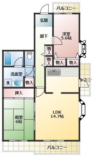 コミュニティープラザ9(2LDK/1階)の間取り写真