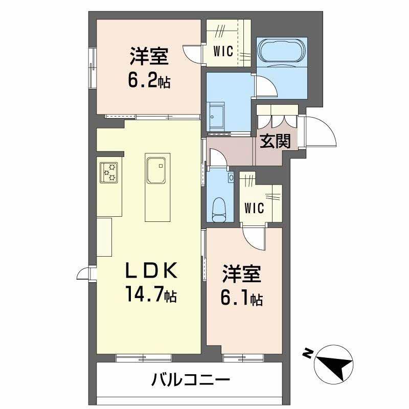 CASA ニックスV(2LDK/2階)の間取り写真