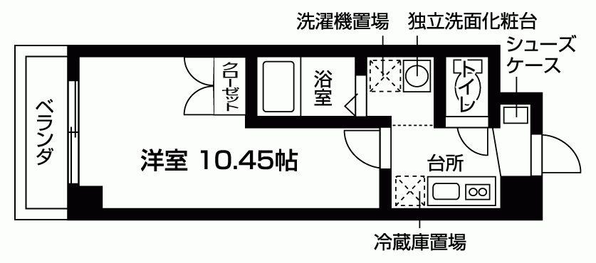ボヌール伏見(1K/3階)の間取り写真