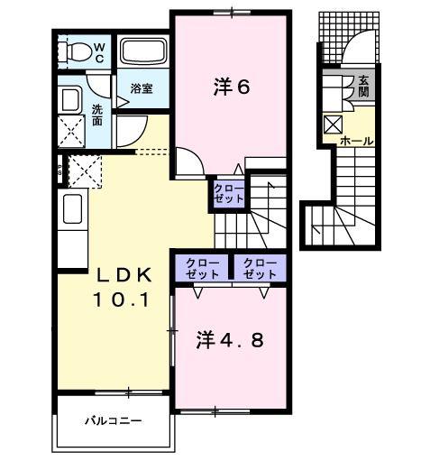 イル.パラッツオエテルノC(2LDK/2階)の間取り写真