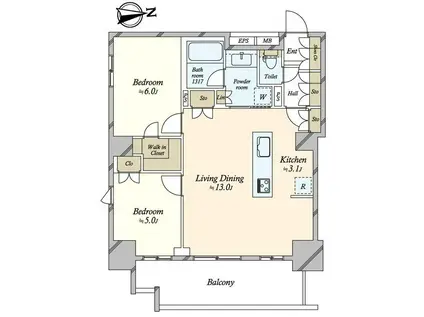 レーベン浅草AYAGINU(2LDK/10階)の間取り写真