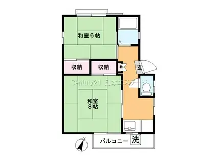 第二山下ビル(2K/2階)の間取り写真