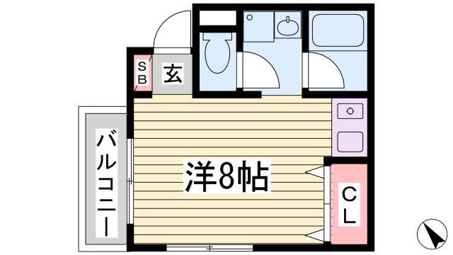 アロッジオ上筒井(ワンルーム/2階)の間取り写真