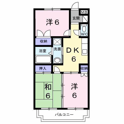 メゾンむさし野(3DK/2階)の間取り写真