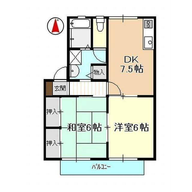 プラース(2DK/2階)の間取り写真