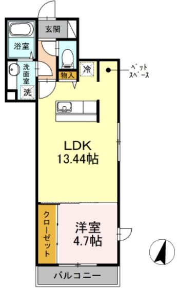 FOUR SEASONS 新横浜(1LDK/3階)の間取り写真